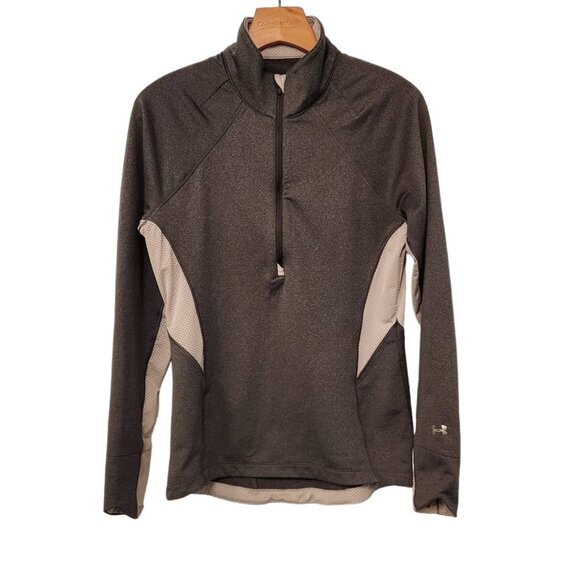 Under Armour 1/2 Zip‎ Mock Pullover Semi Fitted Cold Gear Gray Womens Medium EUC - Picture 1 of 14